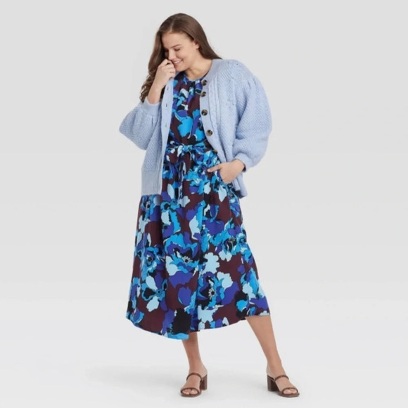 Who What Wear Corydalis Heather Cardigan Sweater Blue Wool Blend XXL - Picture 4 of 10